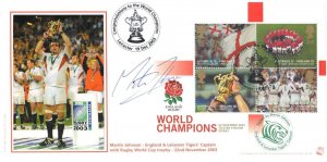 Martin Johnson England World Champions 2003 RARE Rugby Hand Signed FDC