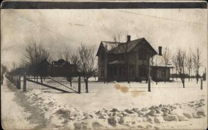 Home Yard Fence - Hartley Iowa IA Cancel c1910 Real Photo Postcard