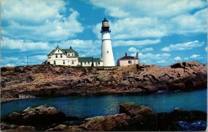 Portland Head Light Casco Bay Maine ME Lighthouse Postcard Mike Roberts VTG UNP  