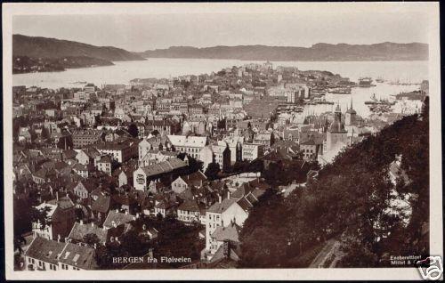 norway norge, BERGEN fra Floiveien (1930s) RPPC