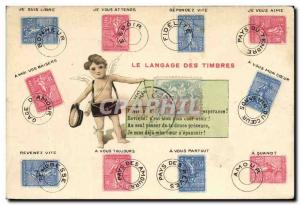 Old Postcard Fancy stamp of Language Sower