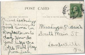 DOYLESTOWN PA BIRDS EYE VIEW ANTIQUE POSTCARD