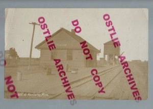 Monterey MINNESOTA RPPC 1910 DEPOT TRAIN STATION Snow nr Sherburn NOW TRIMONT