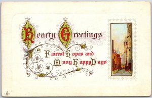 1914 Hearty Greetings Fairest Hopes Street Scene Posted Postcard