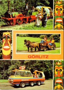 Gorlitz, Germany THALMANN PIONEER PARK Miniature Train~Pony Ride++  4X6 Postcard