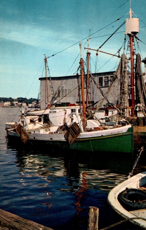 Massachusetts Gloucester Scene Along The Wharves Fishing Boat