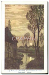 Postcard Fantasy Illustrator Old Hansi Alsace Moonrise in Alsace