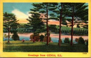 Illinois Greetings From Genoa 1952
