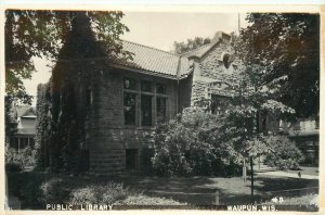 Postcard RPPC Wisconsin Waupun Public Library occupation 23-8520