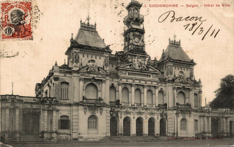 Vietnam Cochinchina Saigon Hotel de Ville Vintage Postcard 08.48 