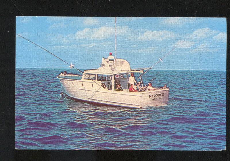 PANAMA CITY FLORIDA MELODY II FISHING BOAT VINTAGE ADVERTISING POSTCARD