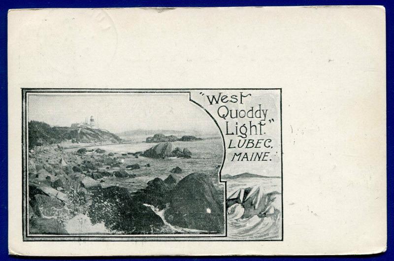 Lubec Maine me West Quoddy Light lighthouse 1905 old postcard
