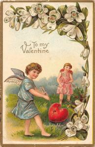 B52/ Valentine's Day Love Holiday Postcard 1910 Hampshire Illinois Arrow Cupid19