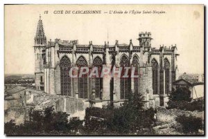 Old Postcard Carcassonne Cite De L & # 39Abside From & # 39eglise St Nazaire