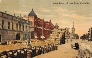 COTTON SCENE ON SECOND STREET MACON GEORGIA BLACK AMERICANA POSTCARD 1910