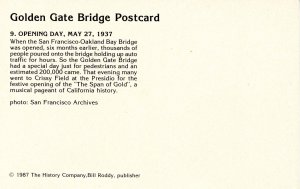 CA - San Francisco. Golden Gate Bridge. (9) Opening Day May 27, 1937