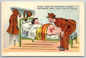 French Military Comic Scatological Stick Out Your Tongue UNP DB Postcard K5