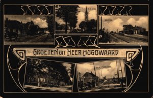 Netherlands Groeten uit Heerhugowaard Station, R.C. Kerk.. Vintage Postcard C389