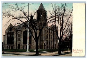 1908 High School Exterior Building Trenton New Jersey Vintage Antique Postcard