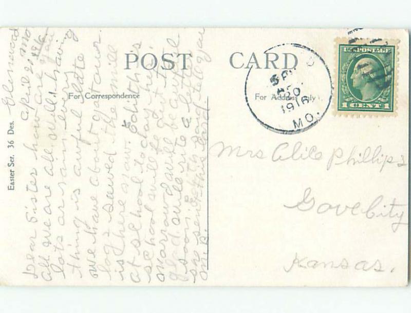 Pre-Linen easter CHICK WITH PINK FLOWERS k2943