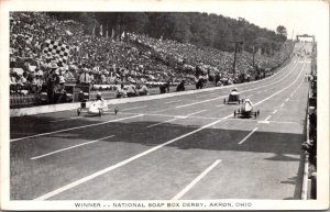 Postcard Winner Derby Downs Akron Ohio American Soap Box Derby Auto Racing