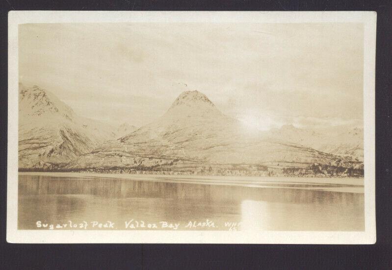 RPPC VALDEZ BAY ALASKA SUGAROAF PEAK VINTAGE REAL PHOTO POSTCARD