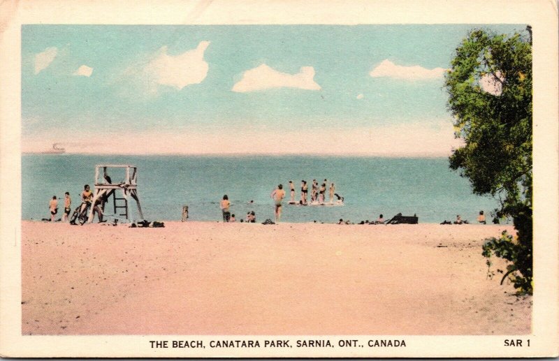 Vtg Sarnia Ontario Canada The Beach Canatara Park 1920s Old View Postcard