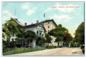 1910 Wesson Hospital Exterior Springfield Massachusetts MA Posted Trees Postcard