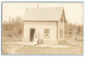 1913 Home Residence Husband Wife Baby View Portage Maine ME RPPC Photo Postcard