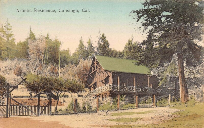 Hand Colored Postcard Artistic Residence in Calistoga, California~126630