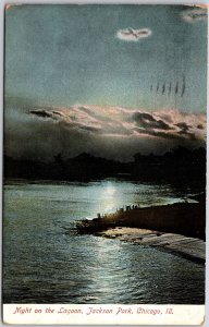 Chicago Illinois ILL, 1909 Night on the Lagoon, Jackson Park, Vintage Postcard