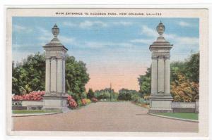 Audubon Park Entrance New Orleans Louisiana 1936 postcard