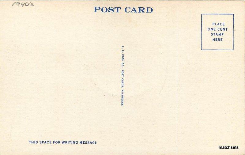 1940's LAKE MILLS WISCONSIN Birdseye View linen Cook postcard 735