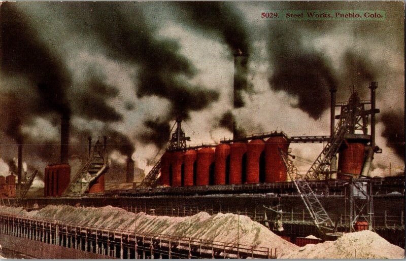 View of Steel Works in Pueblo CO Vintage Postcard F71