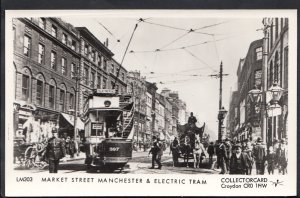 Lancashire Postcard - Market Street, Manchester & Electric Tram A791