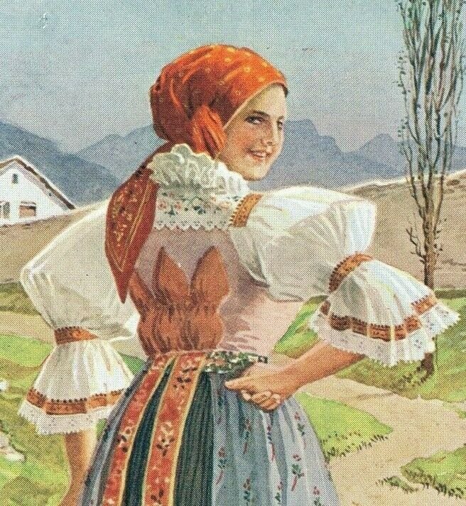 Czech Republic Girl in a National Costume Vintage Postcard 07.63