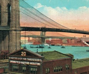 USA Brooklyn Bridge Manhattan Bridge In Distance New York City Postcard 07.70