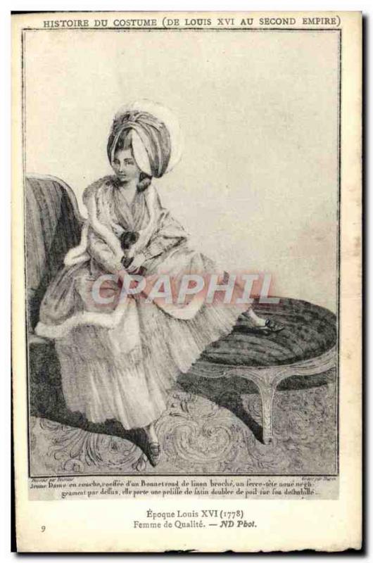 Old Postcard History of Costume Louis XVI quality Female