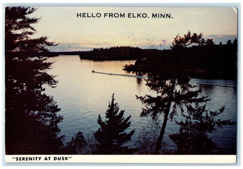 1979 Hello From Elko Minnesota MN Serenity At Dusk Des Moines IA Posted Postcard