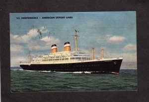 SS Independence American Export Lines Cruise Liner Ship Nautical Linen Postcard