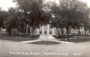 Wahpeton North Dakota, Front View Junior High School, RPPC, Vintage Postcard