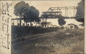 Melrose Connecticut CT Trolley East Windsor Bridge c1906 Real Photo Postcard