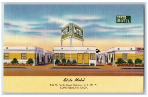 c1950's State Motel & Restaurant Building Long Beach California Vintage Postcard