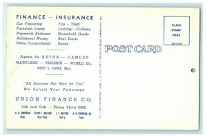 Union Finance Company Advertising Calendar 1951 Vintage Store Car Loans Postcard 