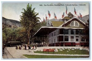 c1950 Car Pavilion Stratton Park Tramway Colorado Springs Colorado CO Postcard 