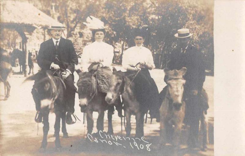 Colorado Springs Colorado Cheyenne Canon Donkey Ride Real Photo Postcard J59783