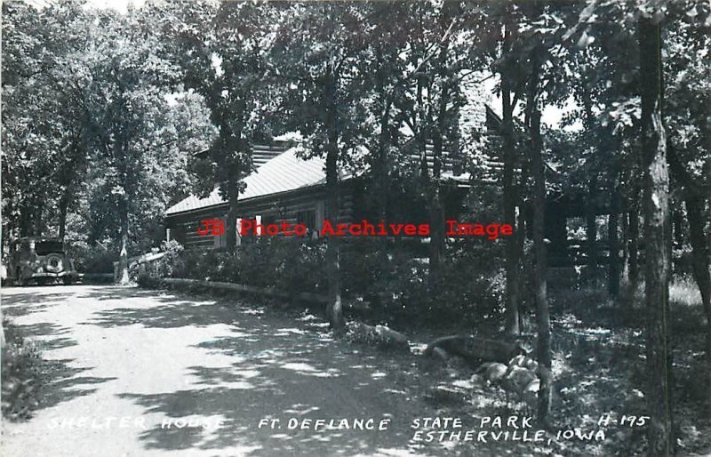 IA, Estherville, Iowa, RPPC, Fort Defiance State Park, Shelter House, Cook Photo