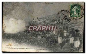 Old Postcard Militaria Alpine Alpine Hunters Batteries maneuvers in the Alps