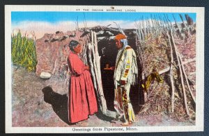 Mint USA Picture Postcard Native Americana Indian Medicine Lodge Pipestone MN