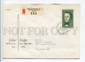 421094 Liechtenstein to SWITZERLAND 1964 y registered  FDC w/ Peter Kaiser stamp